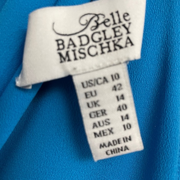 Belle Badgley Mischka Maxi Dress Womens 10 Leg Reveal Blue Halter Scarf Tie Back - Picture 14 of 16
